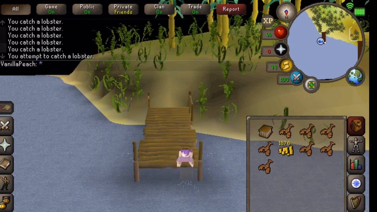 Catching a lobster at the Karamja dock