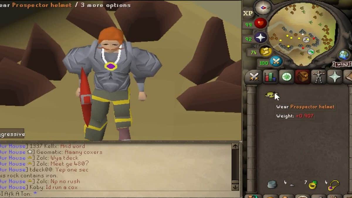 Mining an iron rock